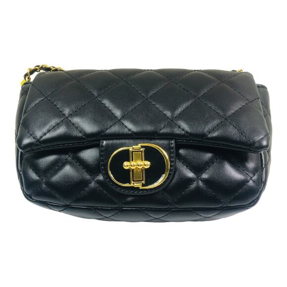 Fashion Design Black Quilted Gold Chain Crossbody / Shoulder Bag - Picture 8 of 15